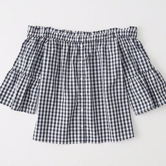 Abercrombie and Fitch Off-shoulder checkered top - Picture 3 of 10